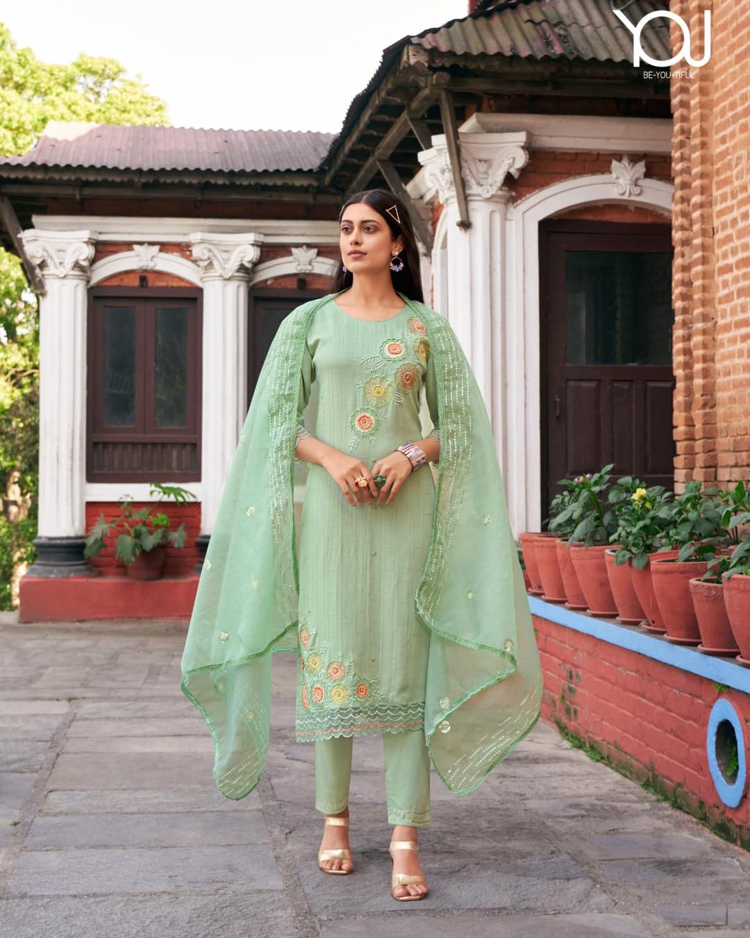 New Super Fancy Viscose Rayon Thread Work Kurti With Pant & Dupatta Catalogue! - Image 6