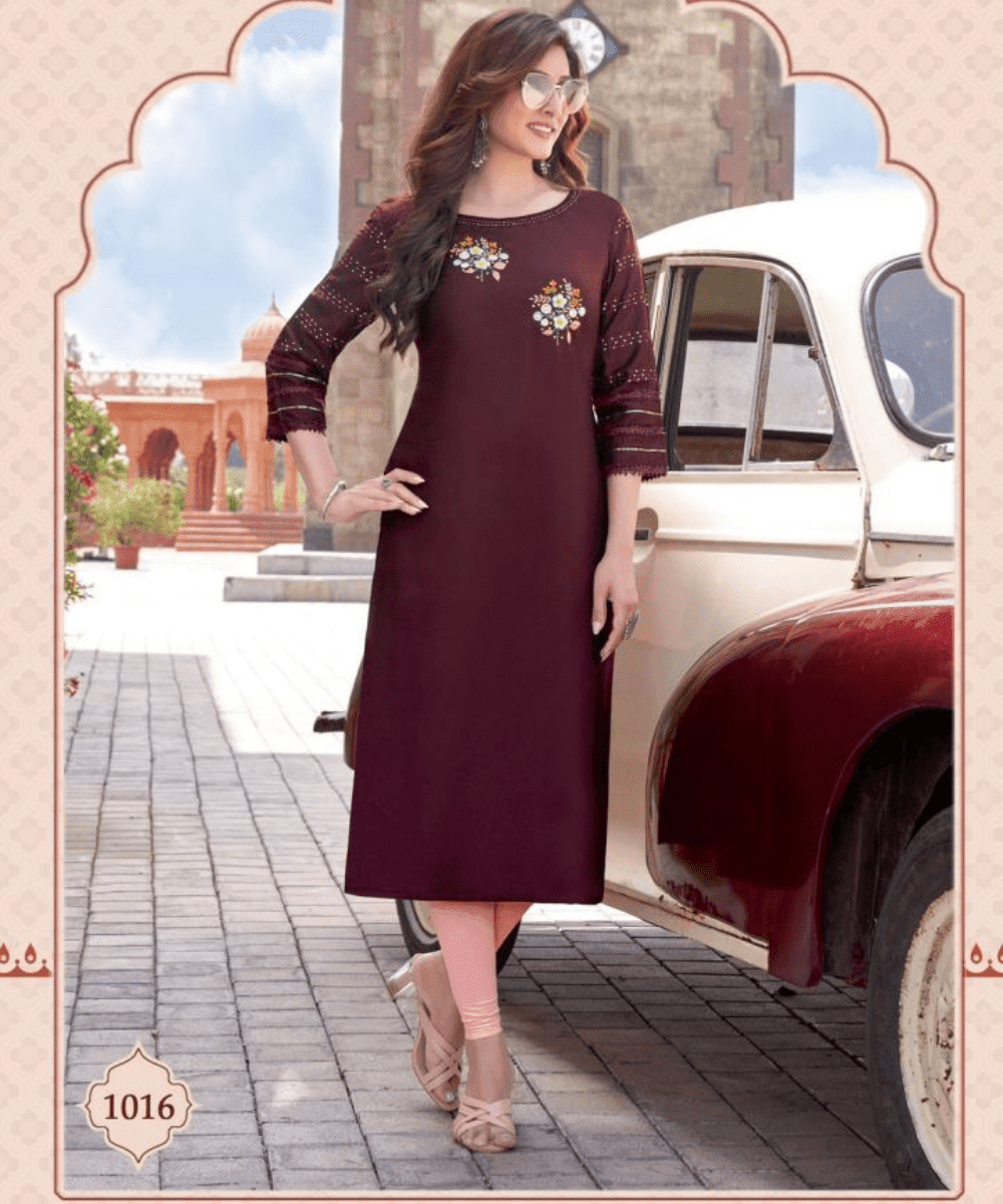 Wooglee's Maryam Vol 2: Embrace Elegant Versatility with Fancy Handwork Kurtis - Image 2